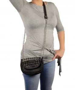 Riding Gear Milwaukee Leather MP8830 Ladies Black Leather Chain Strap Shoulder Bag