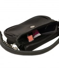 Riding Gear Milwaukee Leather MP8830 Ladies Black Leather Chain Strap Shoulder Bag