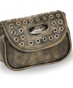 Milwaukee Leather MP8830 Ladies Distress Brown Leather Chain Strap Shoulder Bag