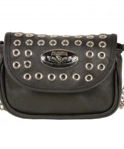 Riding Gear Milwaukee Leather MP8830 Ladies Black Leather Chain Strap Shoulder Bag