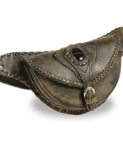 Milwaukee Leather MP8835 Women's Distress Brown Leather 'Braided' Hip Belt Bag Riding Gear