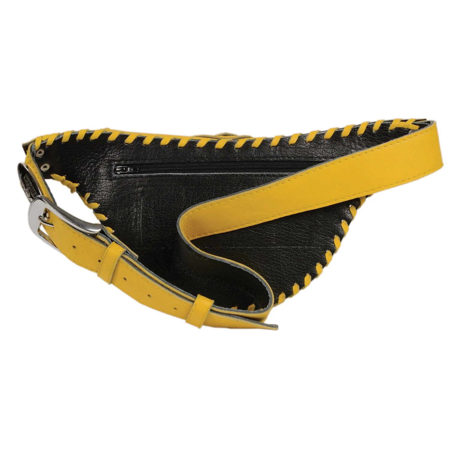 Milwaukee Leather MP8835 Women's Yellow Leather 'Braided' Hip Belt Bag Riding Gear