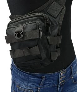 Riding Gear Milwaukee Leather MP8841 Black Textile Conceal And Carry Tactical Thigh Bag With Waist Belt