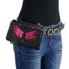 Milwaukee Leather MP8850 Ladies 'Winged' Leather Black And Pink Multi-Pocket Belt Bag