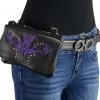 Milwaukee Leather MP8851 Women's Black And Purple Leather Multi Pocket Belt Bag