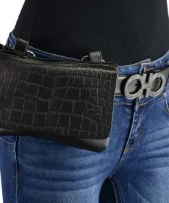 Milwaukee Leather MP8854 Women's Black Leather Multi Pocket Belt Bag Riding Gear