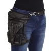 Milwaukee Leather MP8885 Ladies Black Conceal And Carry Black Leather Thigh Bag With Waist Belt Riding Gear