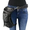 Riding Gear Milwaukee Leather MP8898 Black Leather Conceal And Carry Thigh Bag With Waist Belt