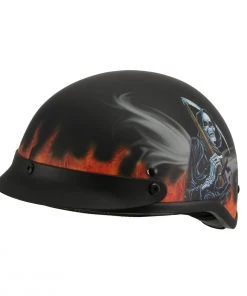 Milwaukee Performance Helmets Riding Gear Milwaukee Helmets MPH9778 Matte Black 'Grim Reaper' DOT Half Helmet