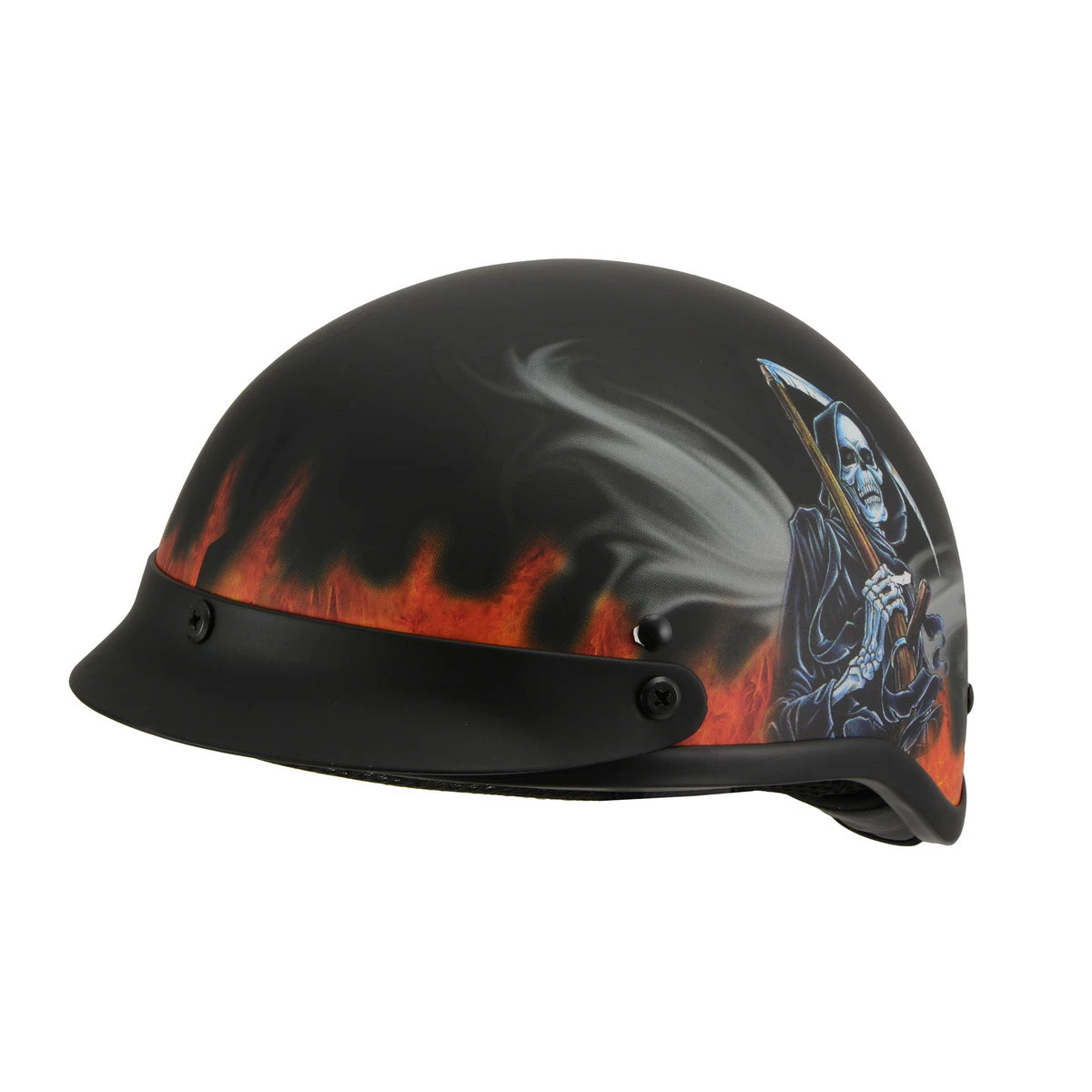 Milwaukee Performance Helmets Riding Gear Milwaukee Helmets MPH9778 Matte Black 'Grim Reaper' DOT Half Helmet