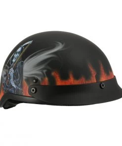 Milwaukee Performance Helmets Riding Gear Milwaukee Helmets MPH9778 Matte Black'Grim Reaper' DOT Half Helmet
