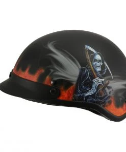 Milwaukee Performance Helmets Riding Gear Milwaukee Helmets MPH9778 Matte Black 'Grim Reaper' DOT Half Helmet