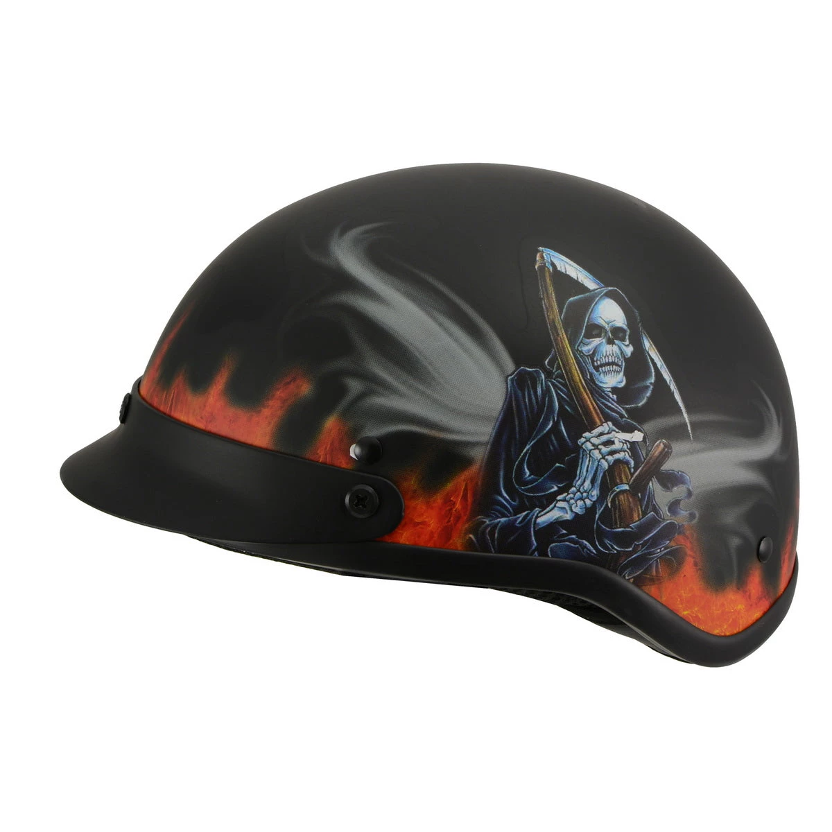Milwaukee Performance Helmets Riding Gear Milwaukee Helmets MPH9778 Matte Black 'Grim Reaper' DOT Half Helmet