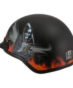 Milwaukee Performance Helmets Riding Gear Milwaukee Helmets MPH9778 Matte Black'Grim Reaper' DOT Half Helmet