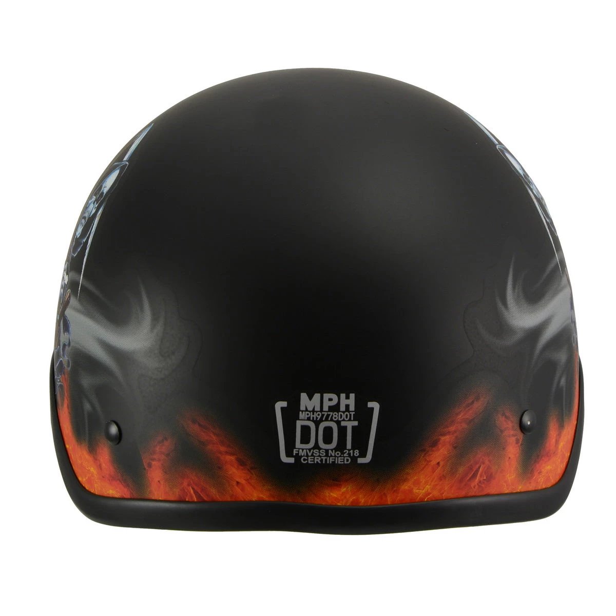 Milwaukee Performance Helmets Riding Gear Milwaukee Helmets MPH9778 Matte Black 'Grim Reaper' DOT Half Helmet