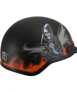 Milwaukee Performance Helmets Riding Gear Milwaukee Helmets MPH9778 Matte Black'Grim Reaper' DOT Half Helmet