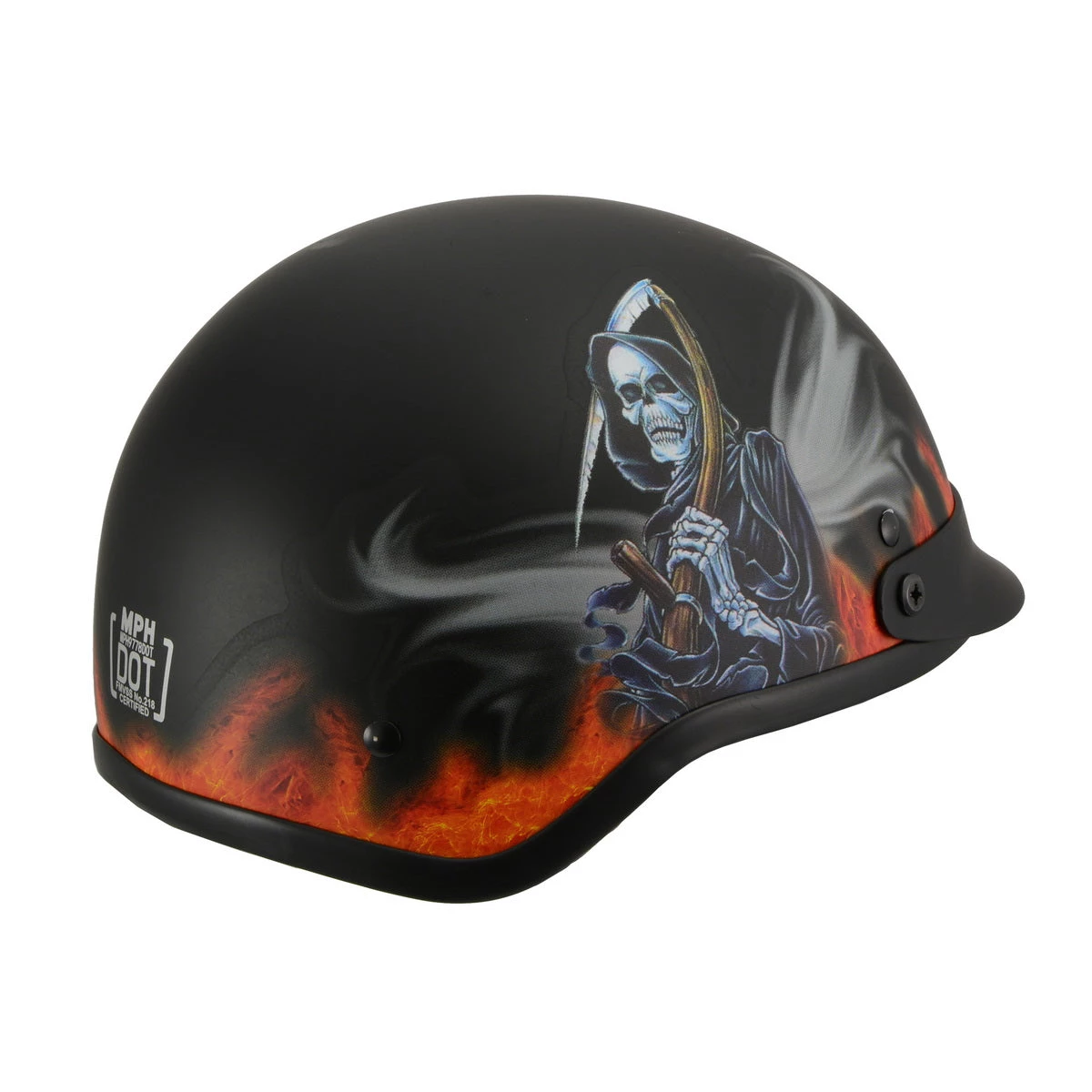 Milwaukee Performance Helmets Riding Gear Milwaukee Helmets MPH9778 Matte Black 'Grim Reaper' DOT Half Helmet