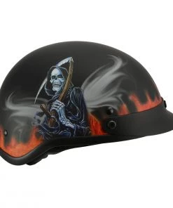 Milwaukee Performance Helmets Riding Gear Milwaukee Helmets MPH9778 Matte Black'Grim Reaper' DOT Half Helmet