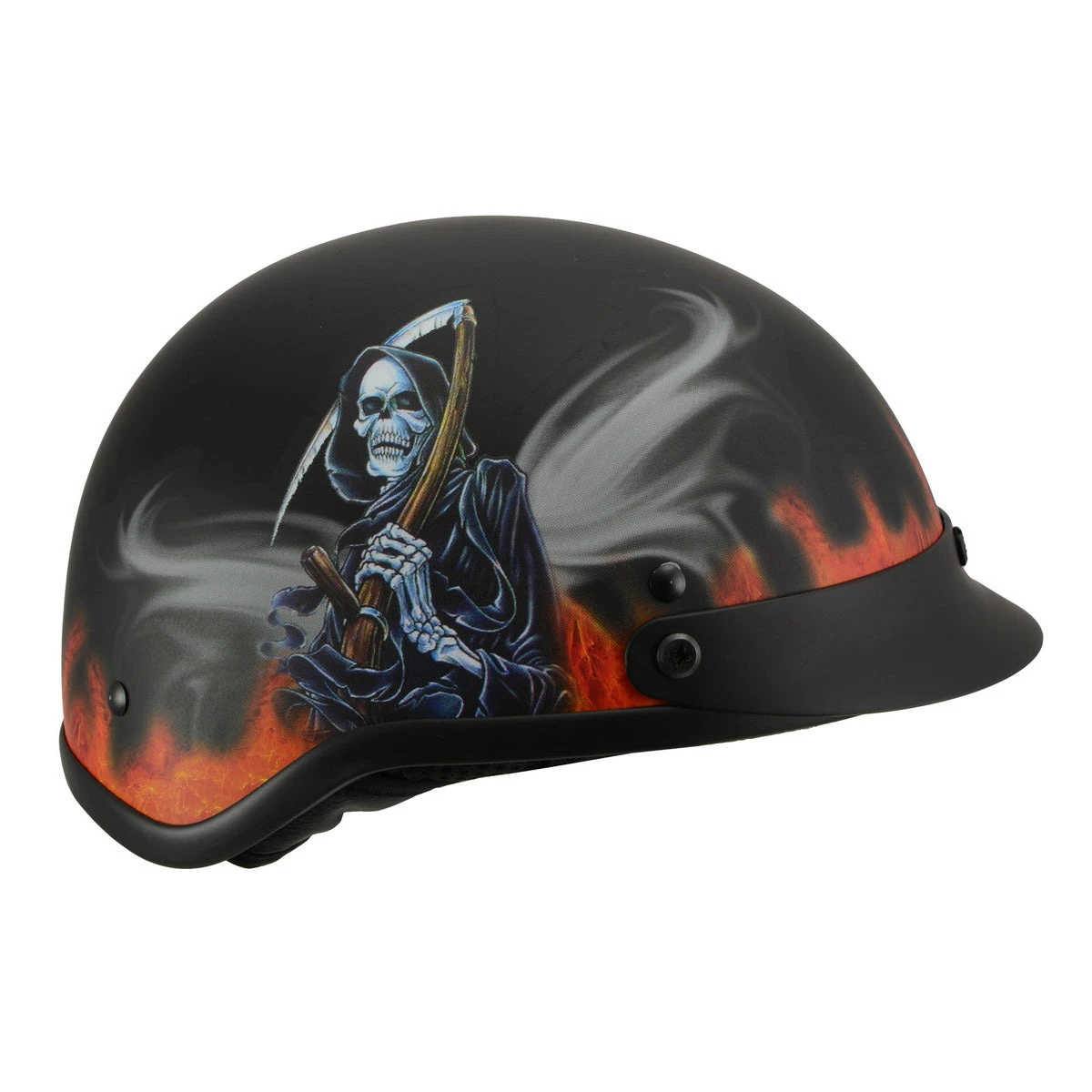 Milwaukee Performance Helmets Riding Gear Milwaukee Helmets MPH9778 Matte Black 'Grim Reaper' DOT Half Helmet