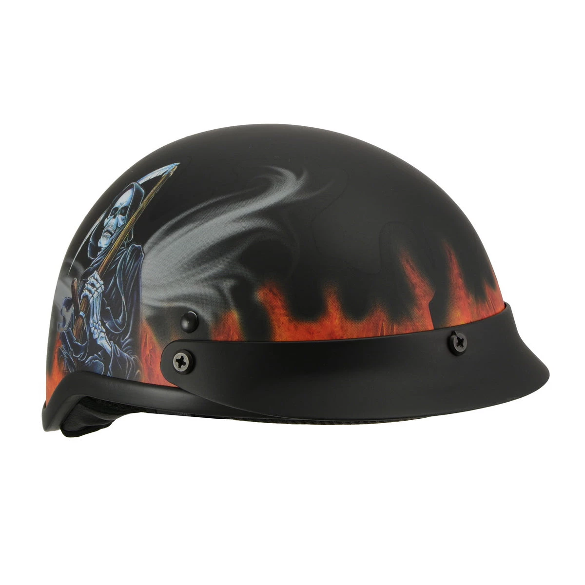 Milwaukee Performance Helmets Riding Gear Milwaukee Helmets MPH9778 Matte Black 'Grim Reaper' DOT Half Helmet