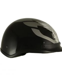 Milwaukee Performance Helmets Milwaukee Helmets MPH9779 Black'Silver Skull' DOT Half Helmet