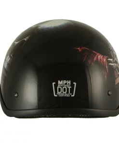Milwaukee Performance Helmets Milwaukee Helmets MPH9780 Black'Rose Skull & Revolver' DOT Half Helmet Riding Gear