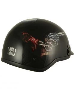 Milwaukee Performance Helmets Milwaukee Helmets MPH9780 Black'Rose Skull & Revolver' DOT Half Helmet Riding Gear