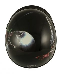 Milwaukee Performance Helmets Milwaukee Helmets MPH9780 Black 'Rose Skull & Revolver' DOT Half Helmet Riding Gear