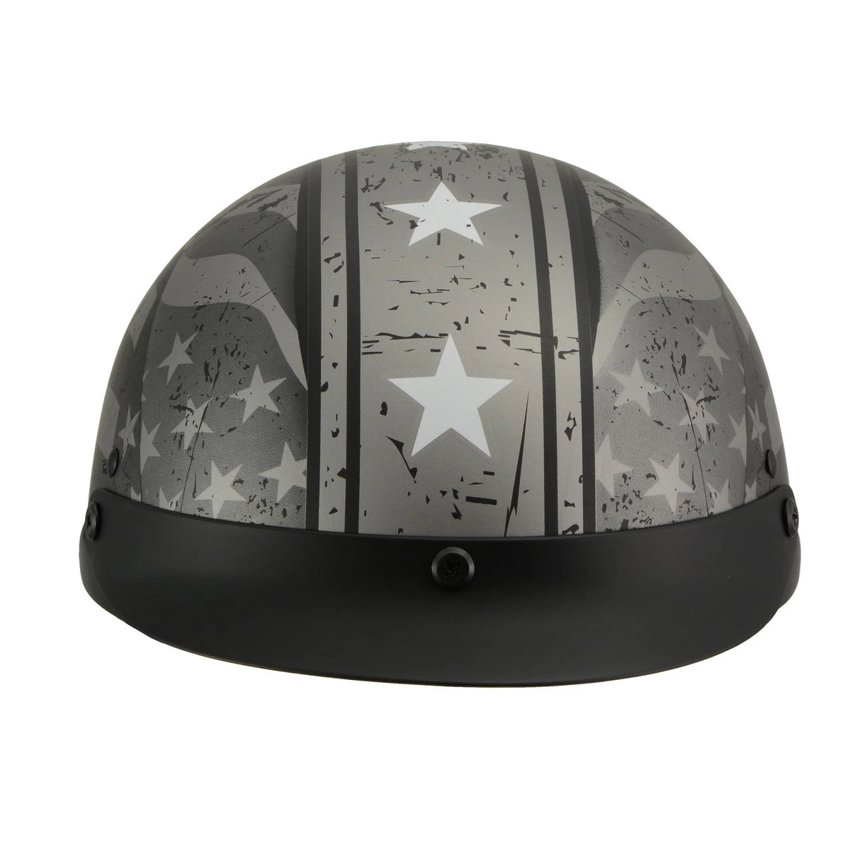 Milwaukee Performance Helmets Milwaukee Helmets MPH9782 Black 'Vintage Grey Stars And Stripes' DOT Half Helmet Riding Gear