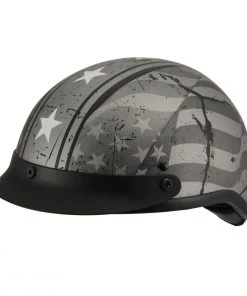 Milwaukee Performance Helmets Milwaukee Helmets MPH9782 Black 'Vintage Grey Stars And Stripes' DOT Half Helmet Riding Gear