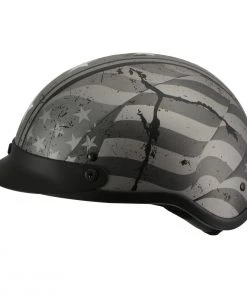 Milwaukee Performance Helmets Milwaukee Helmets MPH9782 Black'Vintage Grey Stars And Stripes' DOT Half Helmet Riding Gear