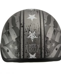 Milwaukee Performance Helmets Milwaukee Helmets MPH9782 Black'Vintage Grey Stars And Stripes' DOT Half Helmet Riding Gear