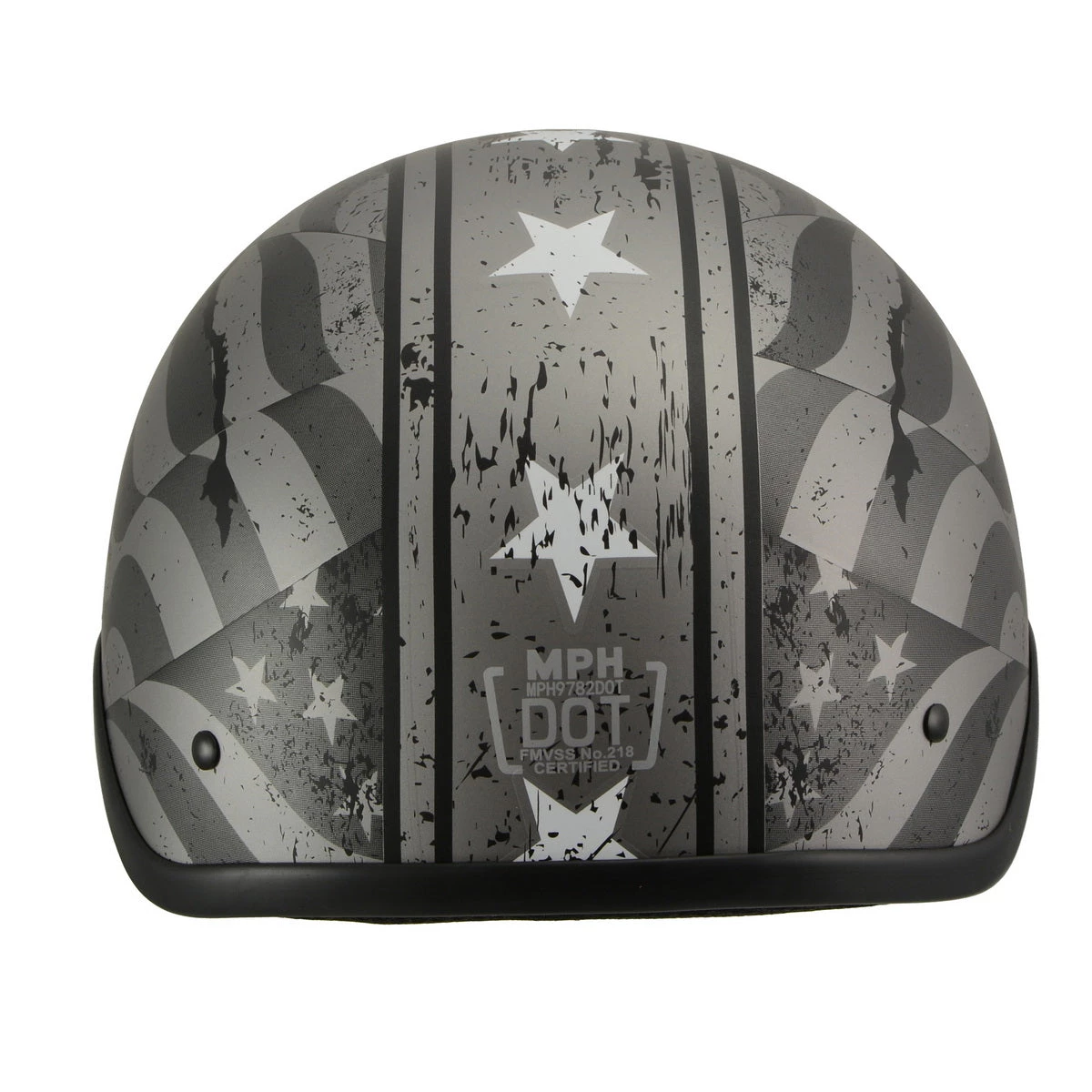 Milwaukee Performance Helmets Milwaukee Helmets MPH9782 Black 'Vintage Grey Stars And Stripes' DOT Half Helmet Riding Gear