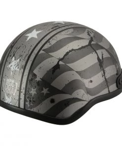 Milwaukee Performance Helmets Milwaukee Helmets MPH9782 Black'Vintage Grey Stars And Stripes' DOT Half Helmet Riding Gear