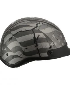 Milwaukee Performance Helmets Milwaukee Helmets MPH9782 Black'Vintage Grey Stars And Stripes' DOT Half Helmet Riding Gear