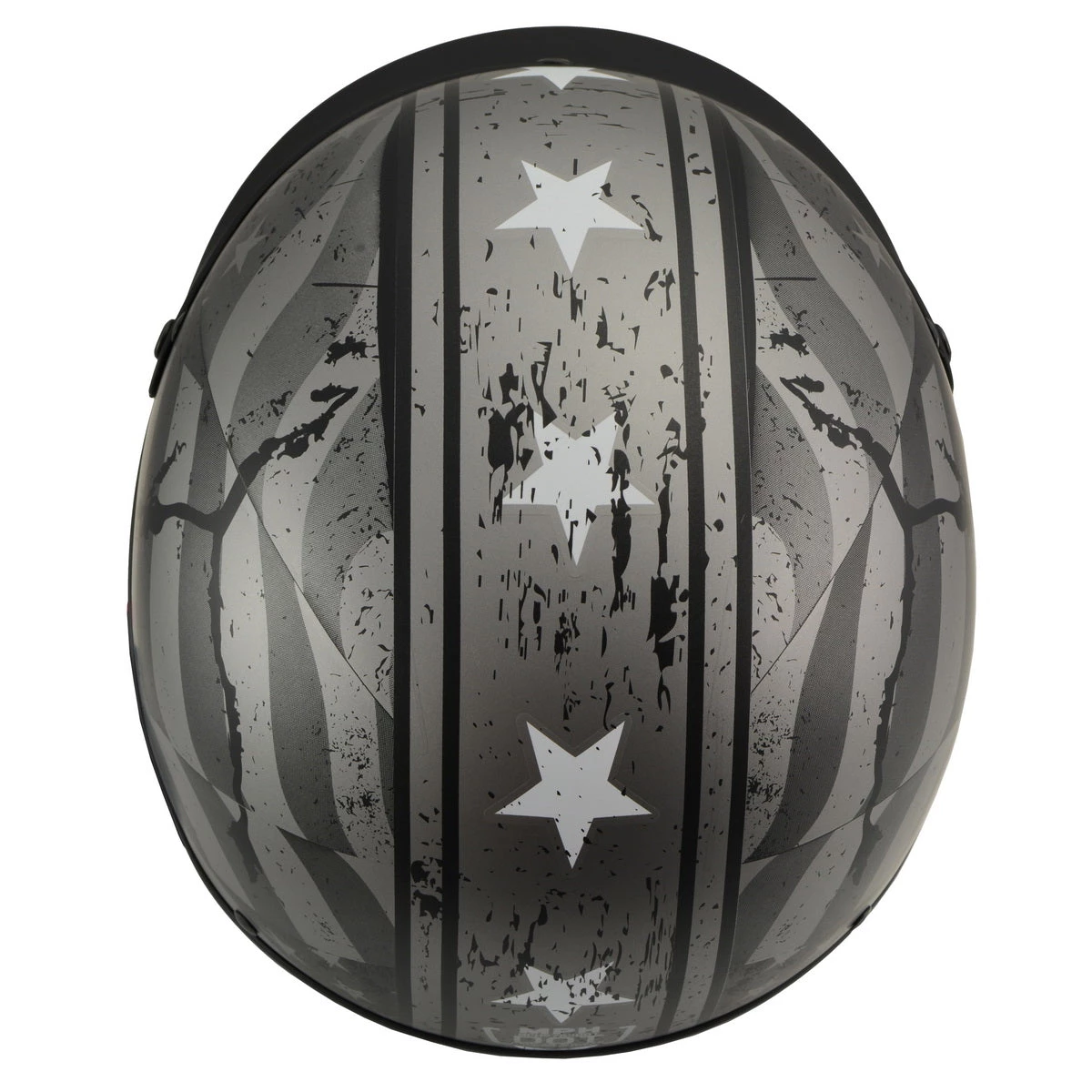 Milwaukee Performance Helmets Milwaukee Helmets MPH9782 Black 'Vintage Grey Stars And Stripes' DOT Half Helmet Riding Gear