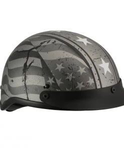 Milwaukee Performance Helmets Milwaukee Helmets MPH9782 Black'Vintage Grey Stars And Stripes' DOT Half Helmet Riding Gear