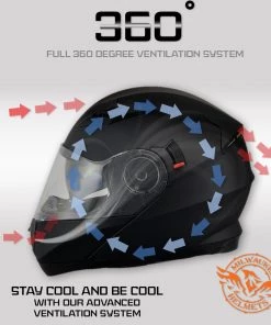 Milwaukee Performance Helmets Milwaukee Helmets MPH9803DOT'Ionized' Matte Black Advanced Modular Motorcycle Helmet With Drop Down Visor