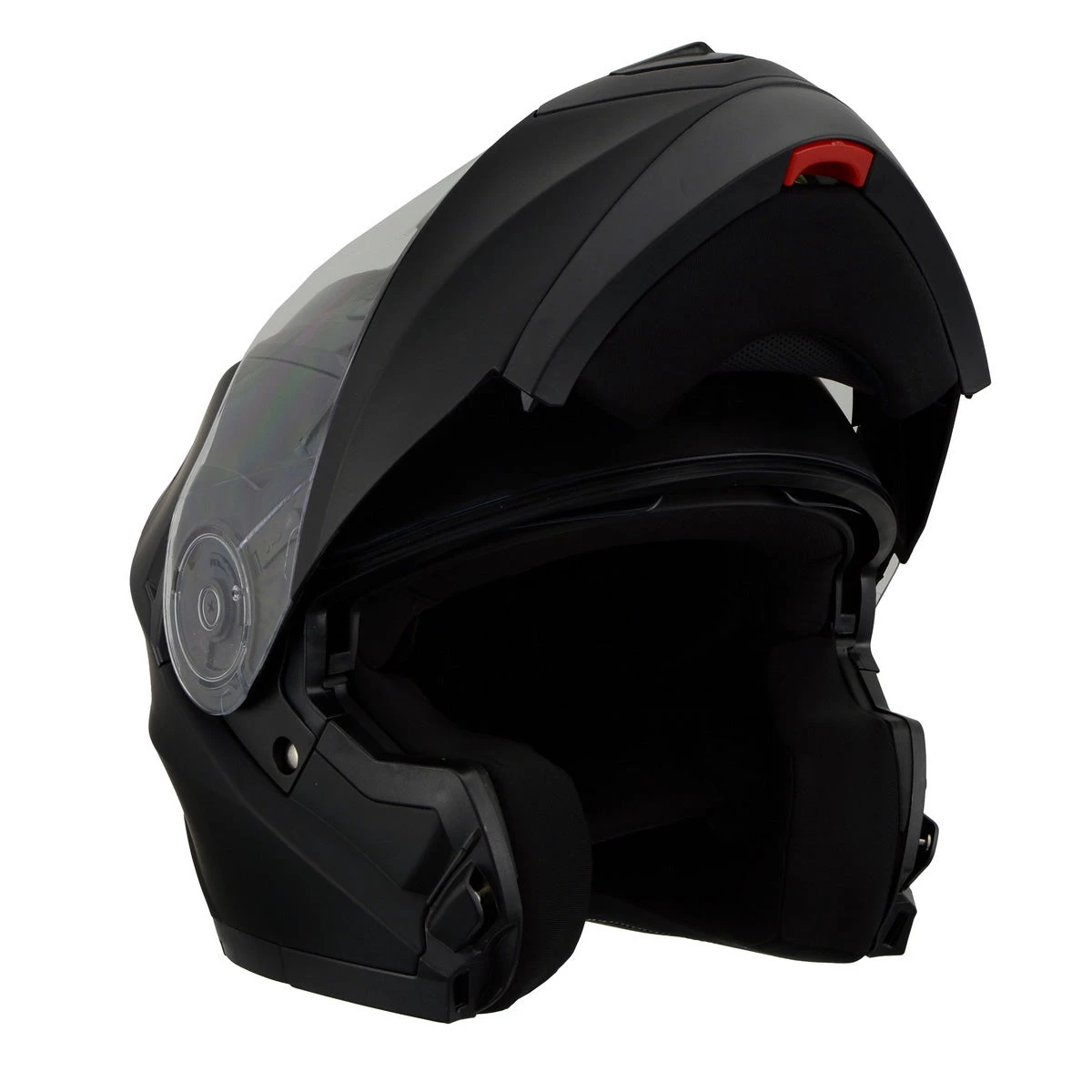 Milwaukee Performance Helmets Milwaukee Helmets MPH9803DOT 'Ionized' Matte Black Advanced Modular Motorcycle Helmet With Drop Down Visor
