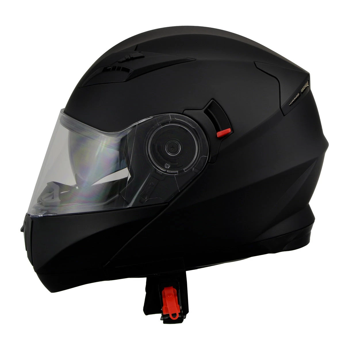 Milwaukee Performance Helmets Milwaukee Helmets MPH9803DOT 'Ionized' Matte Black Advanced Modular Motorcycle Helmet With Drop Down Visor