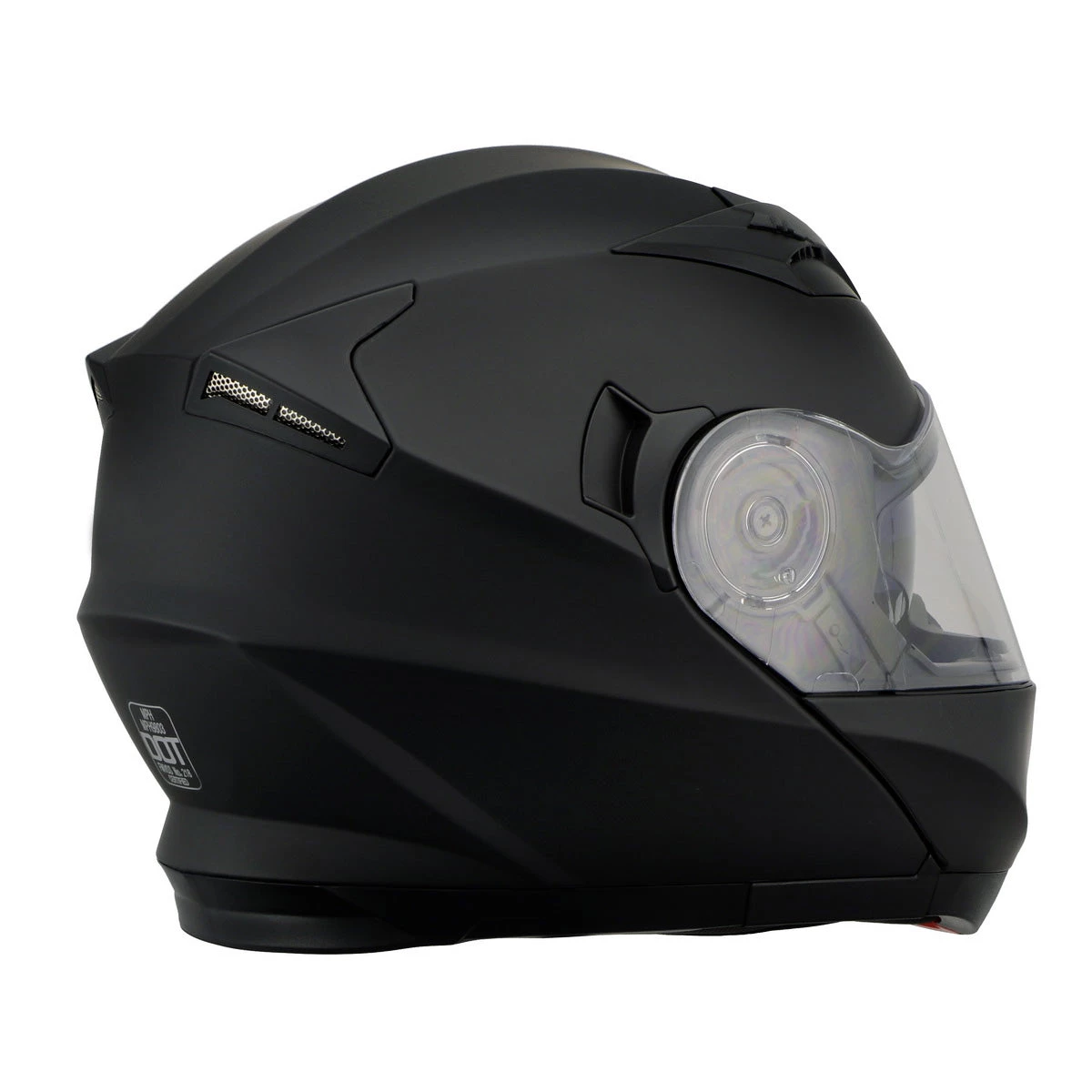 Milwaukee Performance Helmets Milwaukee Helmets MPH9803DOT 'Ionized' Matte Black Advanced Modular Motorcycle Helmet With Drop Down Visor