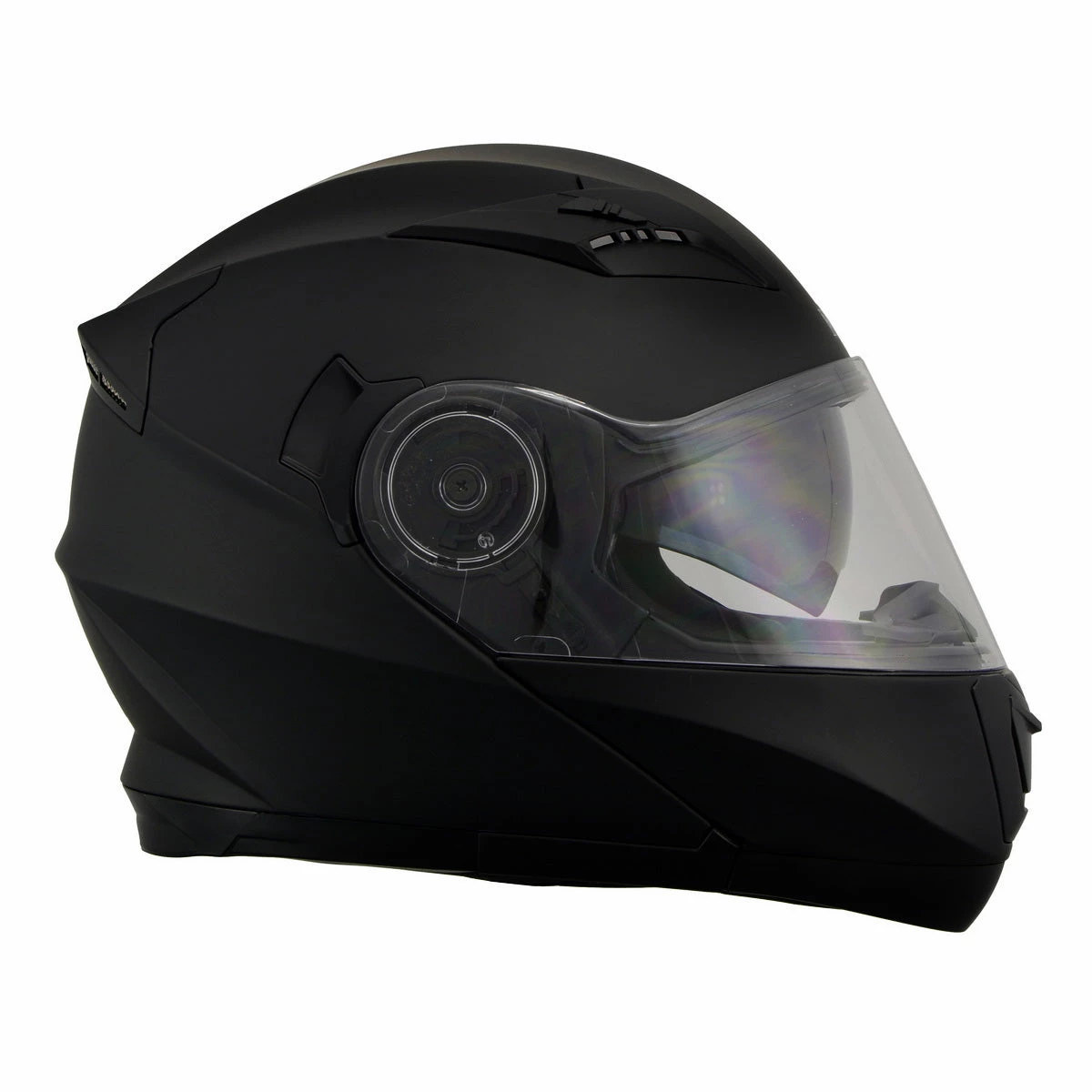 Milwaukee Performance Helmets Milwaukee Helmets MPH9803DOT 'Ionized' Matte Black Advanced Modular Motorcycle Helmet With Drop Down Visor