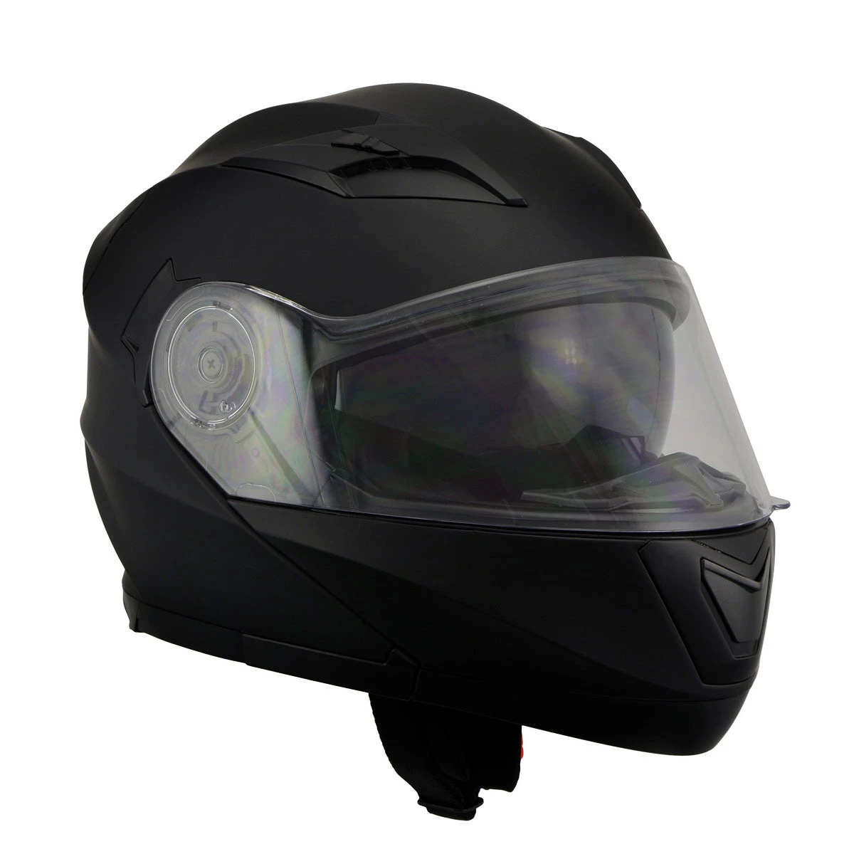 Milwaukee Performance Helmets Milwaukee Helmets MPH9803DOT 'Ionized' Matte Black Advanced Modular Motorcycle Helmet With Drop Down Visor
