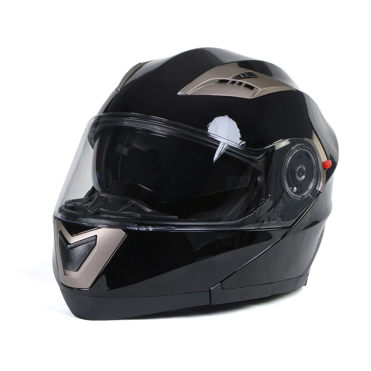 Milwaukee Helmets MPH9806DOT 'Ionized' Gloss Black Advanced Motorcycle Modular Helmet With Drop Down Visor