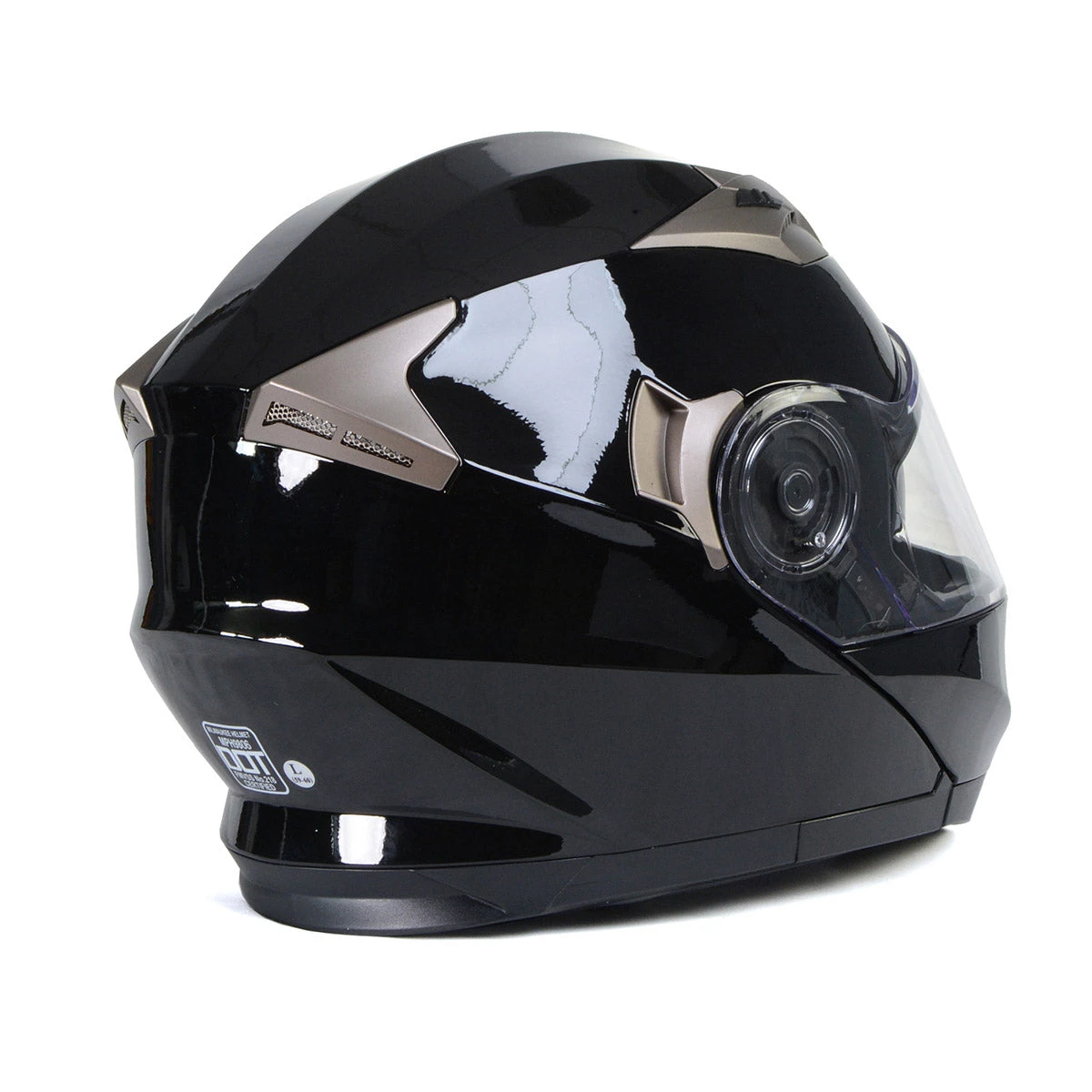 Milwaukee Helmets MPH9806DOT 'Ionized' Gloss Black Advanced Motorcycle Modular Helmet With Drop Down Visor