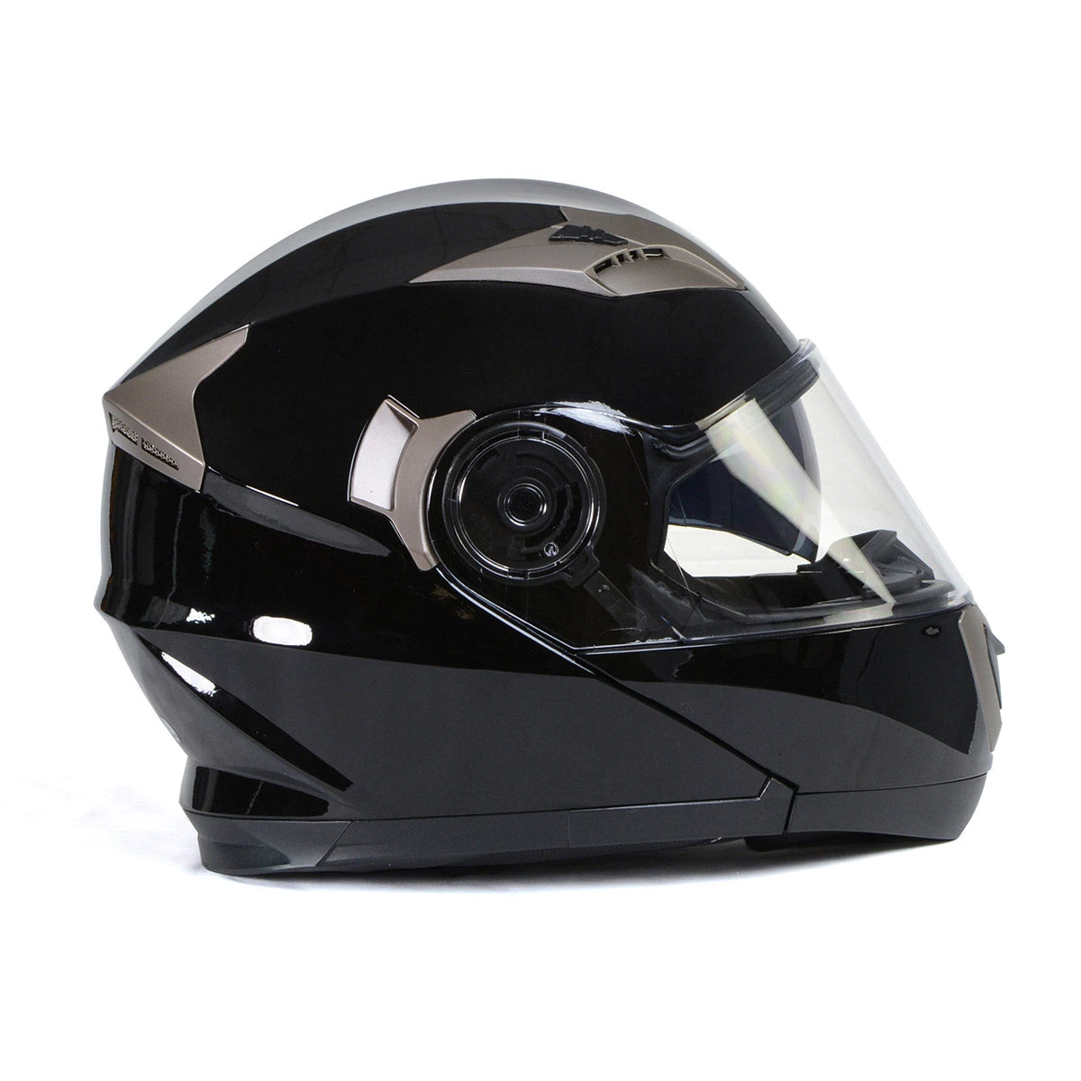 Milwaukee Helmets MPH9806DOT 'Ionized' Gloss Black Advanced Motorcycle Modular Helmet With Drop Down Visor