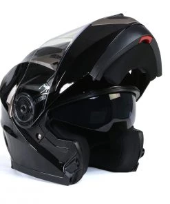 Milwaukee Helmets MPH9806DOT 'Ionized' Gloss Black Advanced Motorcycle Modular Helmet With Drop Down Visor