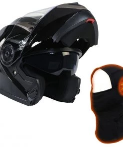 Milwaukee Helmets MPH9806DOT 'Ionized' Gloss Black Modular Helmet With MP7922FMSET Heated Balaclava Bundle