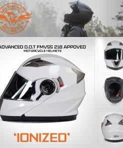 Riding Gear Milwaukee Helmets MPH9807DOT'Ionized' Gloss White Advanced Motorcycle Modular Helmet With Drop Down Visor