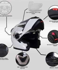 Heated Jackets Milwaukee Helmets MPH9807DOT'Ionized' Gloss White Modular Helmet With MP7922FMSET Heated Balaclava Bundle